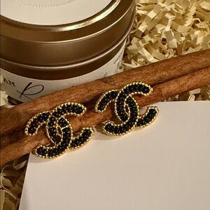 Fashion Jewelry Gold and Black Earrings